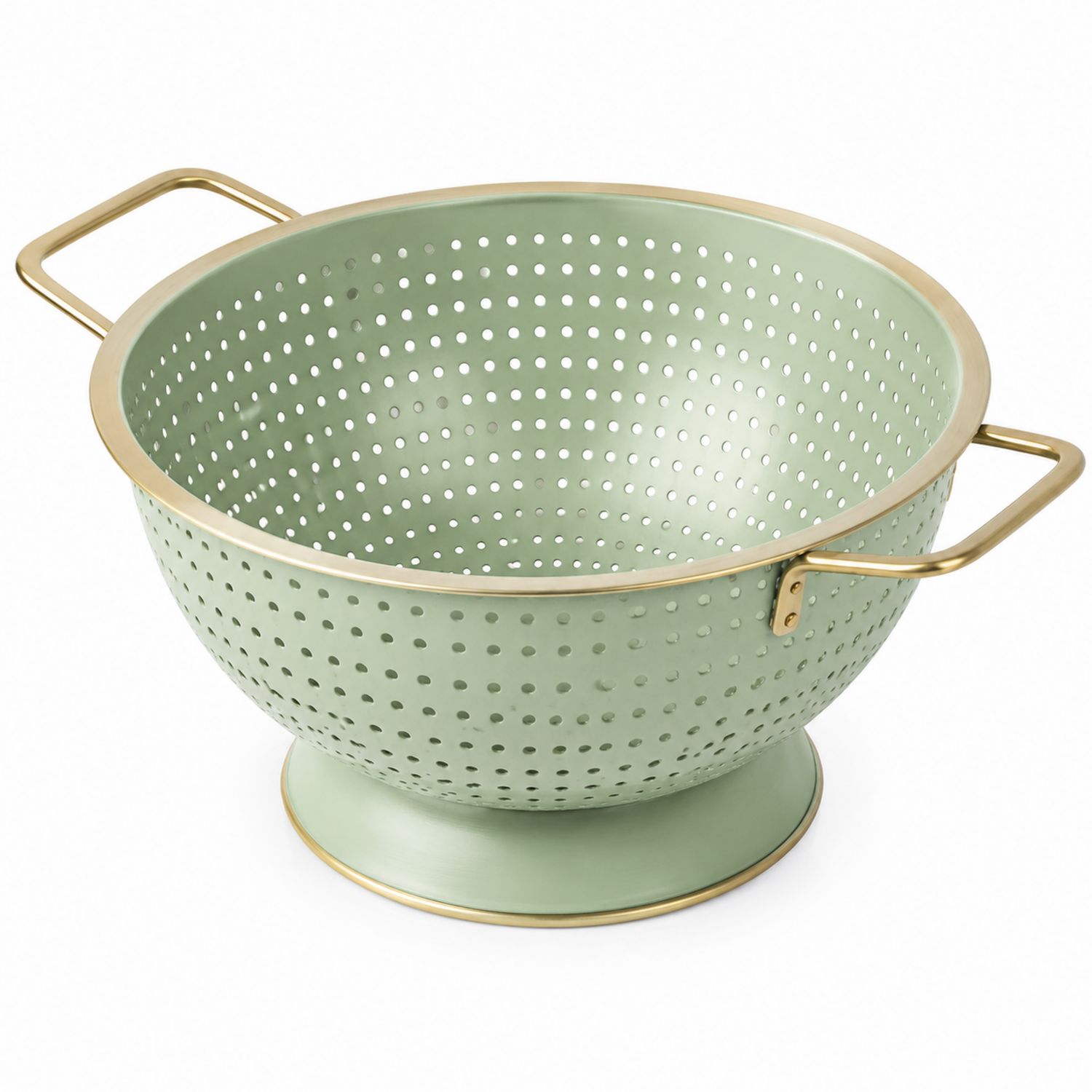 Scolapasta Verde con Manici Dorati, 3 Litri