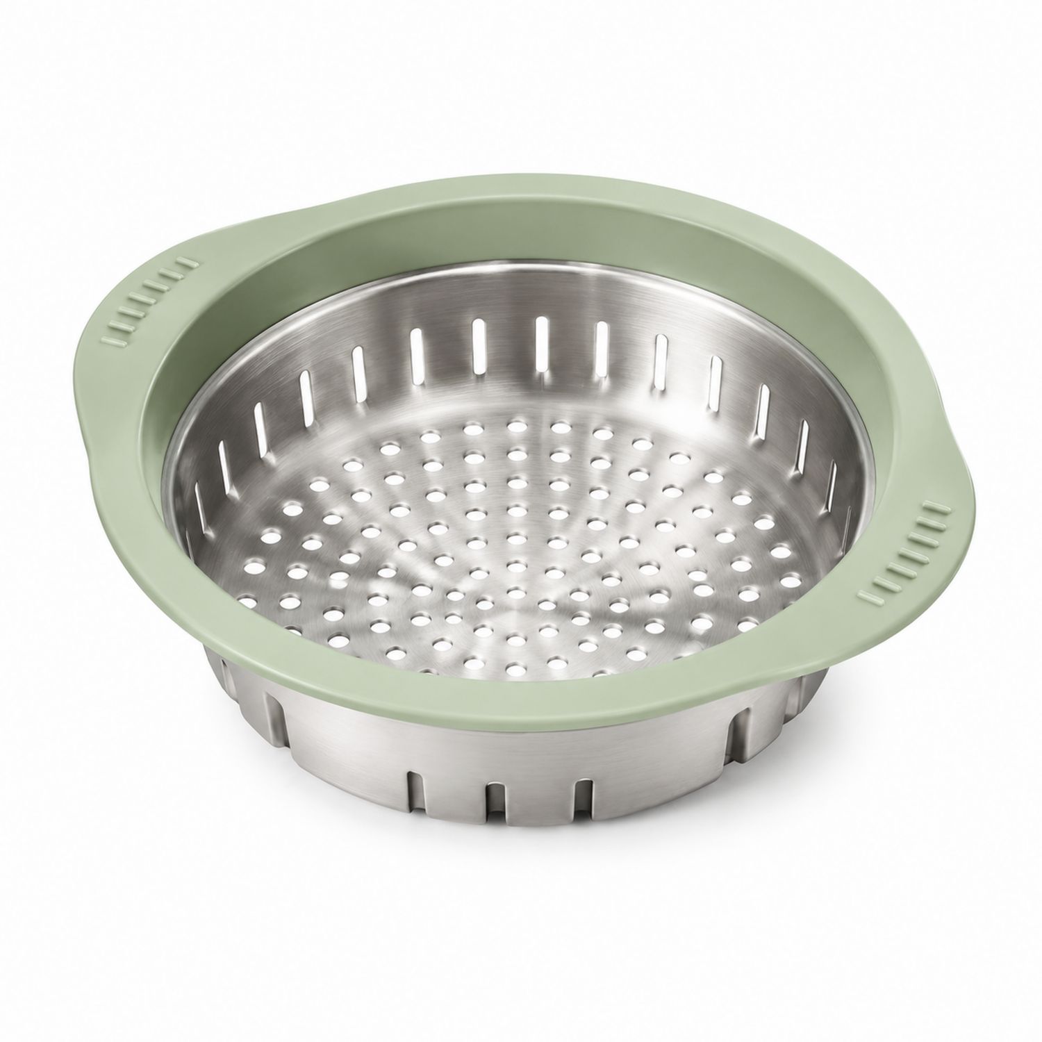 Scolapasta in Acciaio Inossidabile con Bordo in Silicone Verde, 26 cm