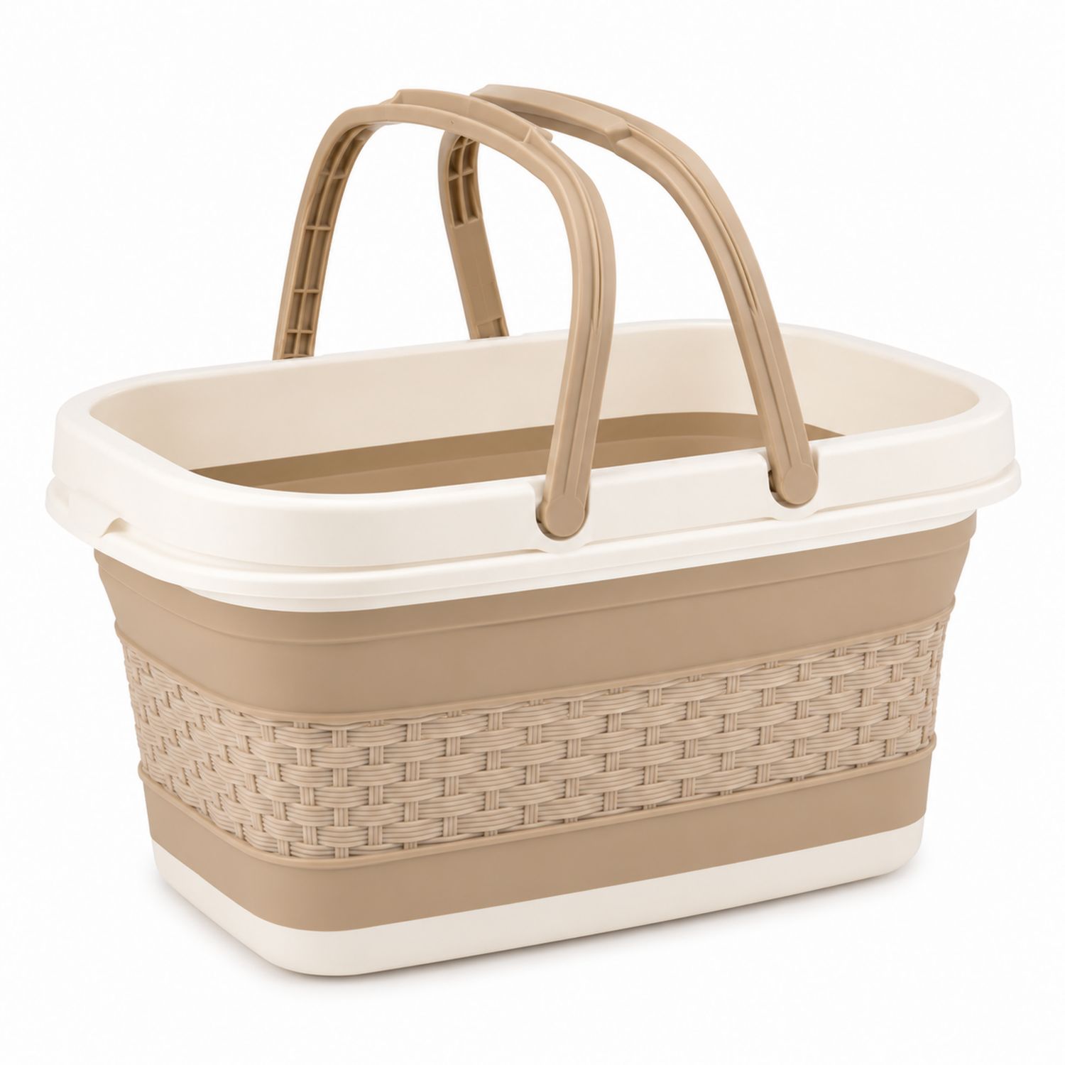 Panier de rangement beige avec anses pliables 20L