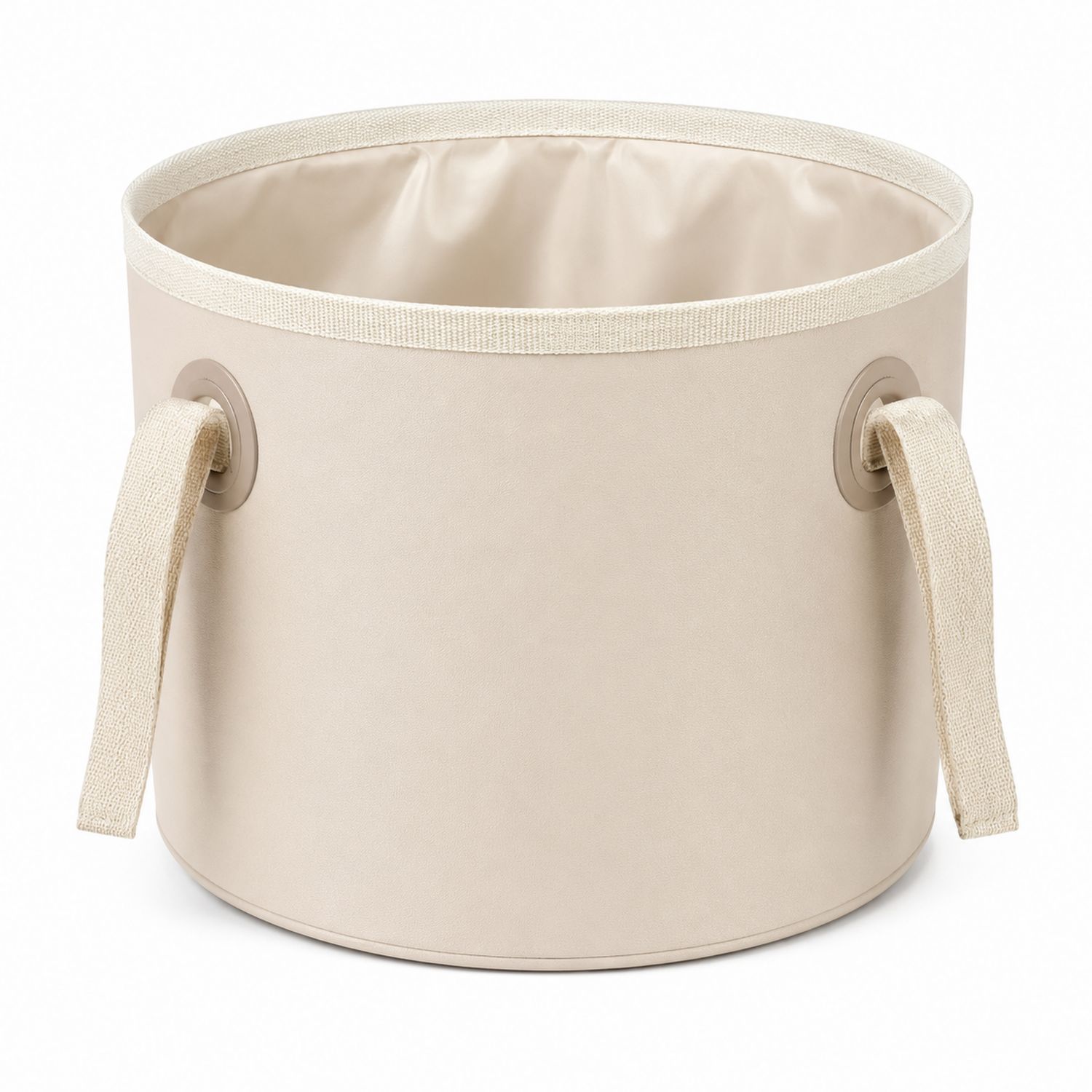 Panier de Rangement Rond Beige avec Poignées Robustes