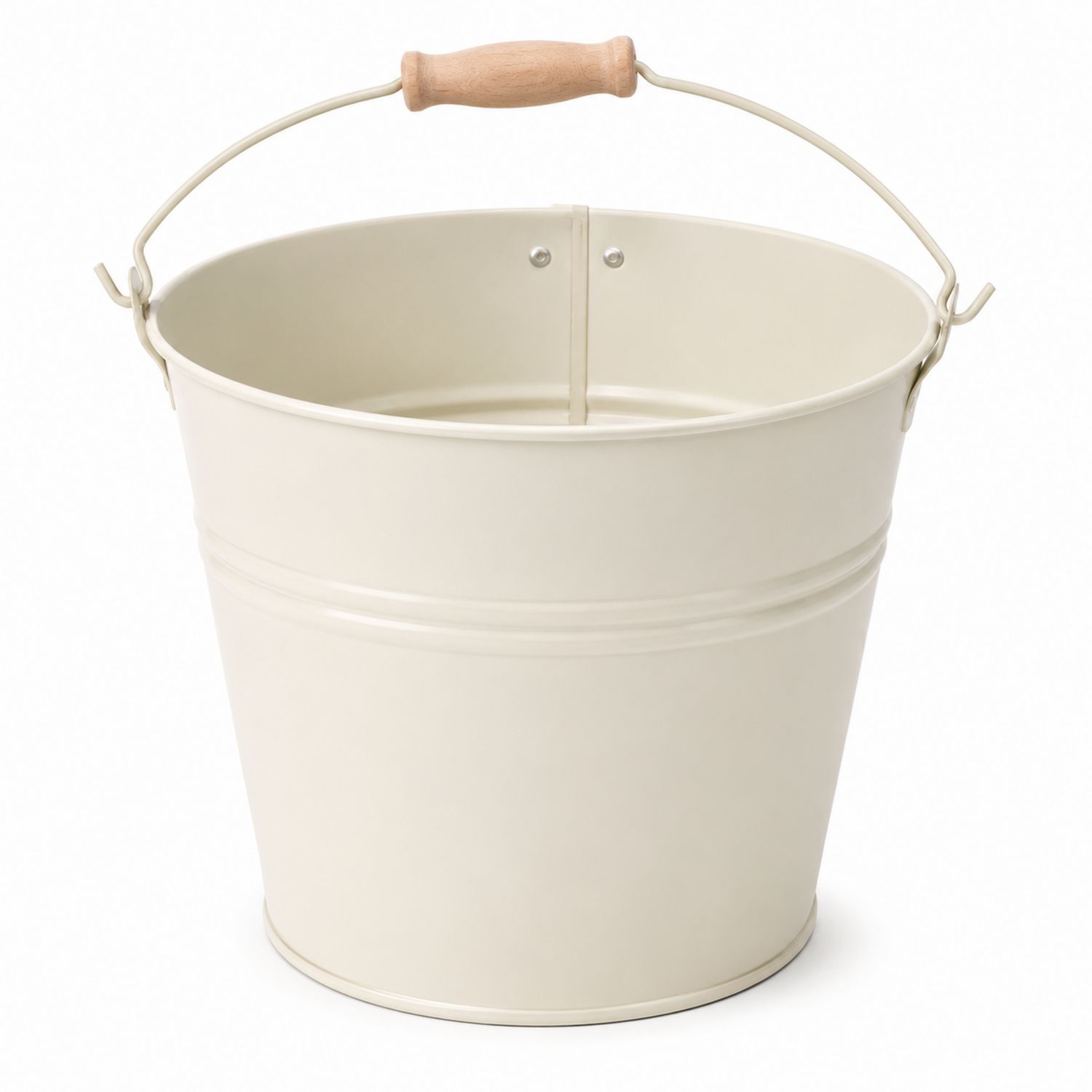 Seau beige avec manche en bois - 10L