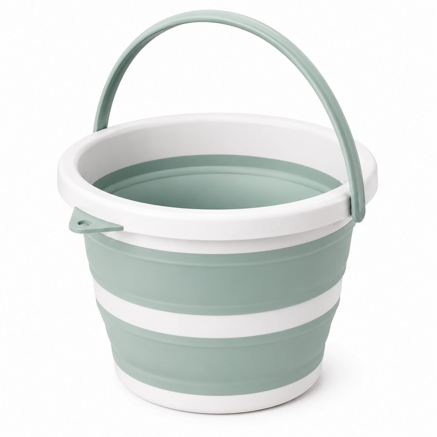 Seau Pliable Vert Pastel et Blanc 10L avec Anse Solide