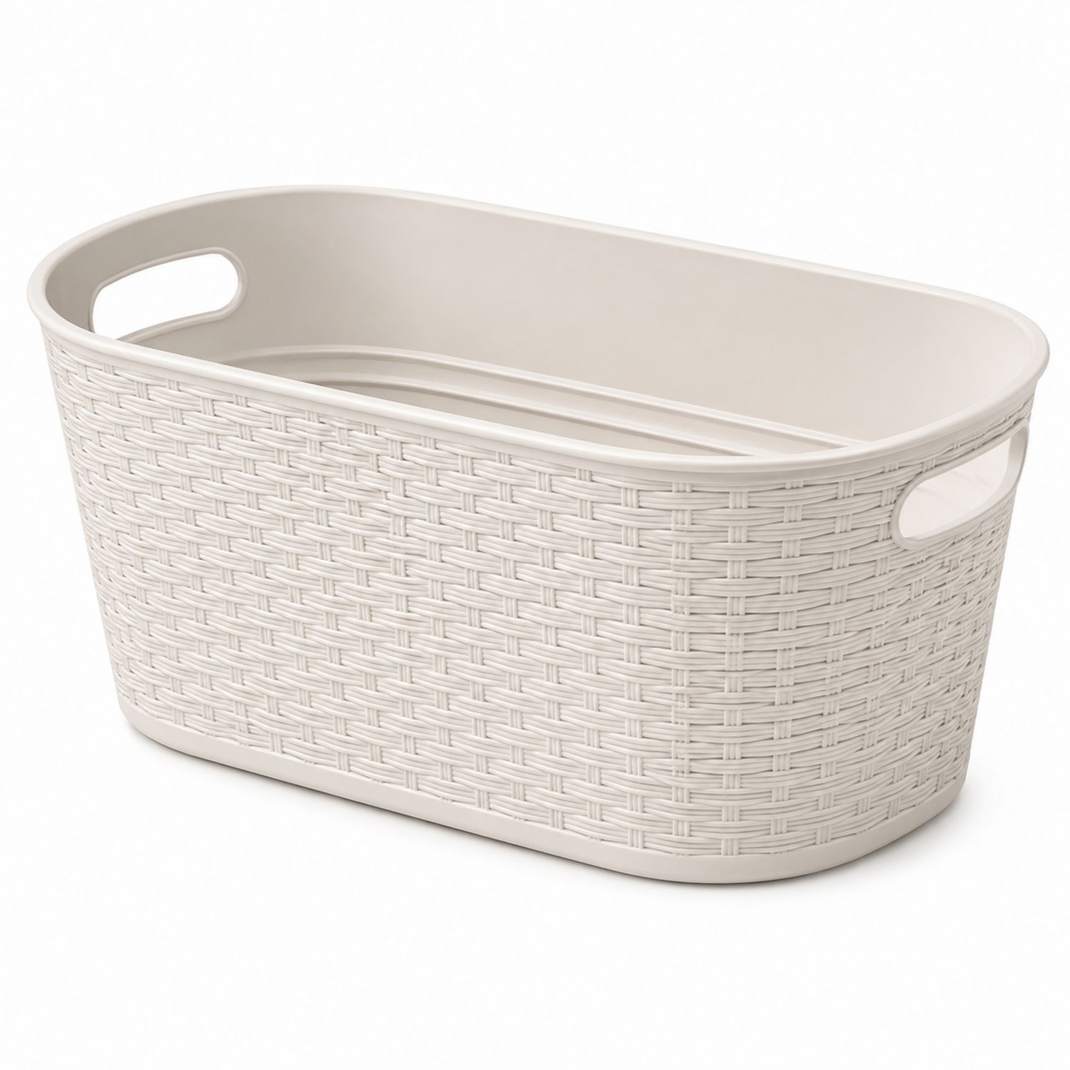 Panier de rangement tressé blanc écru 40L