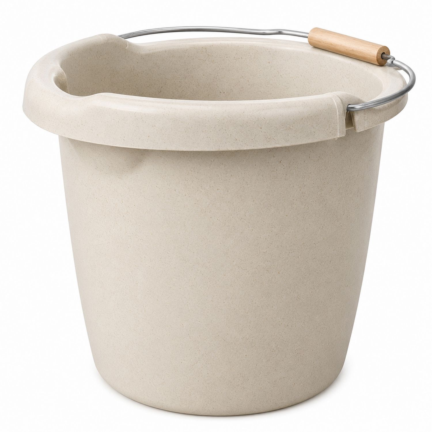 Seau beige 10L avec poignée bois