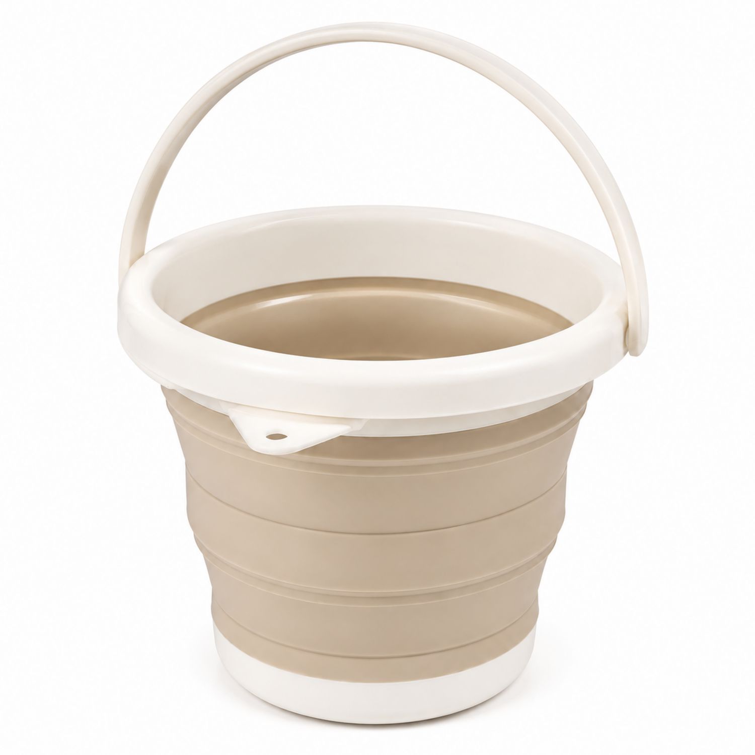 Seau Pliable Beige 10L avec Anse Ergonomique