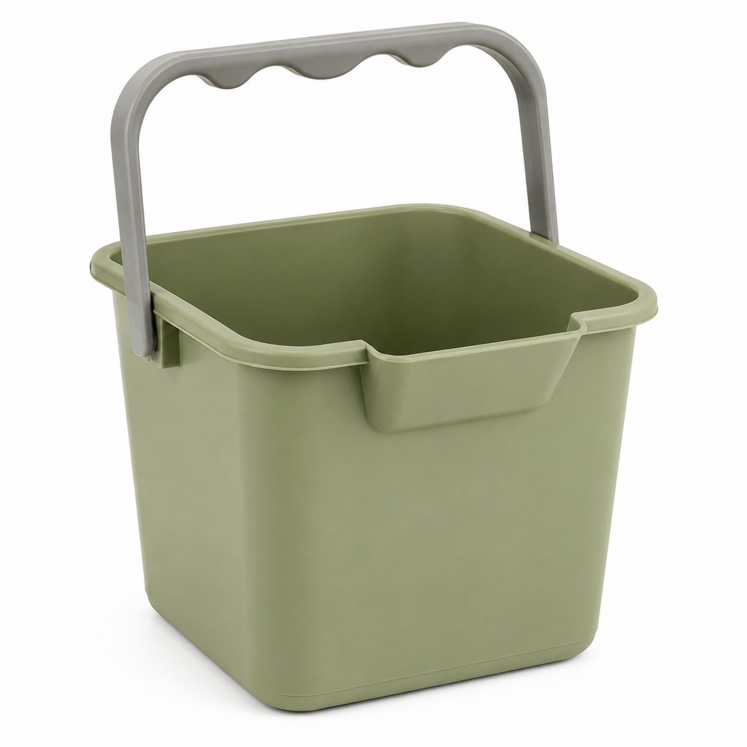 Seau rectangulaire vert avec anse ergonomique 10L