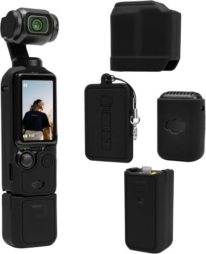 Pocthtket 3 Case, Soft Silicone Protective Case Compatible with DJI Osmo Pockthtet 3 Creator Combo, Lightweight creen Protector Grip Cover Accessories for Xtra Muse - Pink