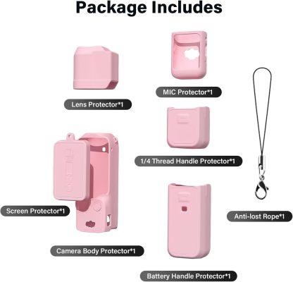 Pocthtket 3 Case, Soft Silicone Protective Case Compatible with DJI Osmo Pockthtet 3 Creator Combo, Lightweight creen Protector Grip Cover Accessories for Xtra Muse - Pink