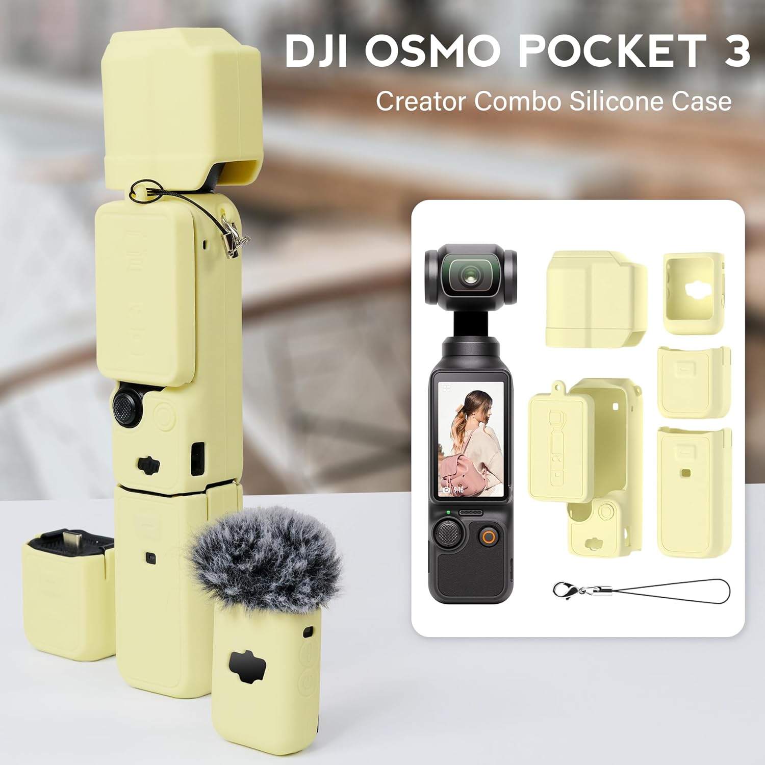 Pocthtket 3 Case, Soft Silicone Protective Case Compatible with DJI Osmo Pockthtet 3 Creator Combo, Lightweight creen Protector Grip Cover Accessories for Xtra Muse - Pink