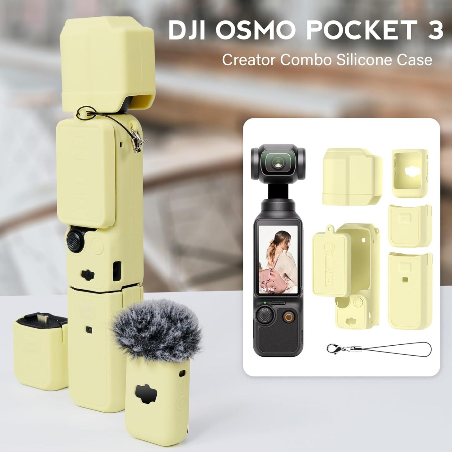 Pocthtket 3 Case, Soft Silicone Protective Case Compatible with DJI Osmo Pockthtet 3 Creator Combo, Lightweight creen Protector Grip Cover Accessories for Xtra Muse - Pink