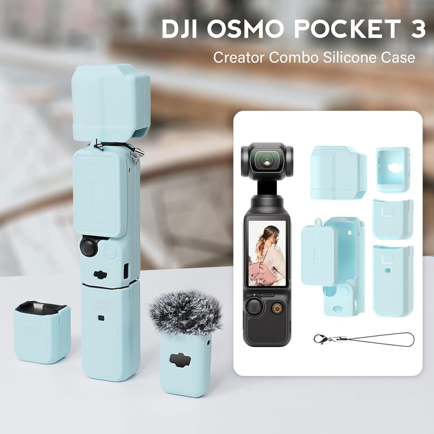 Pocthtket 3 Case, Soft Silicone Protective Case Compatible with DJI Osmo Pockthtet 3 Creator Combo, Lightweight creen Protector Grip Cover Accessories for Xtra Muse - Pink
