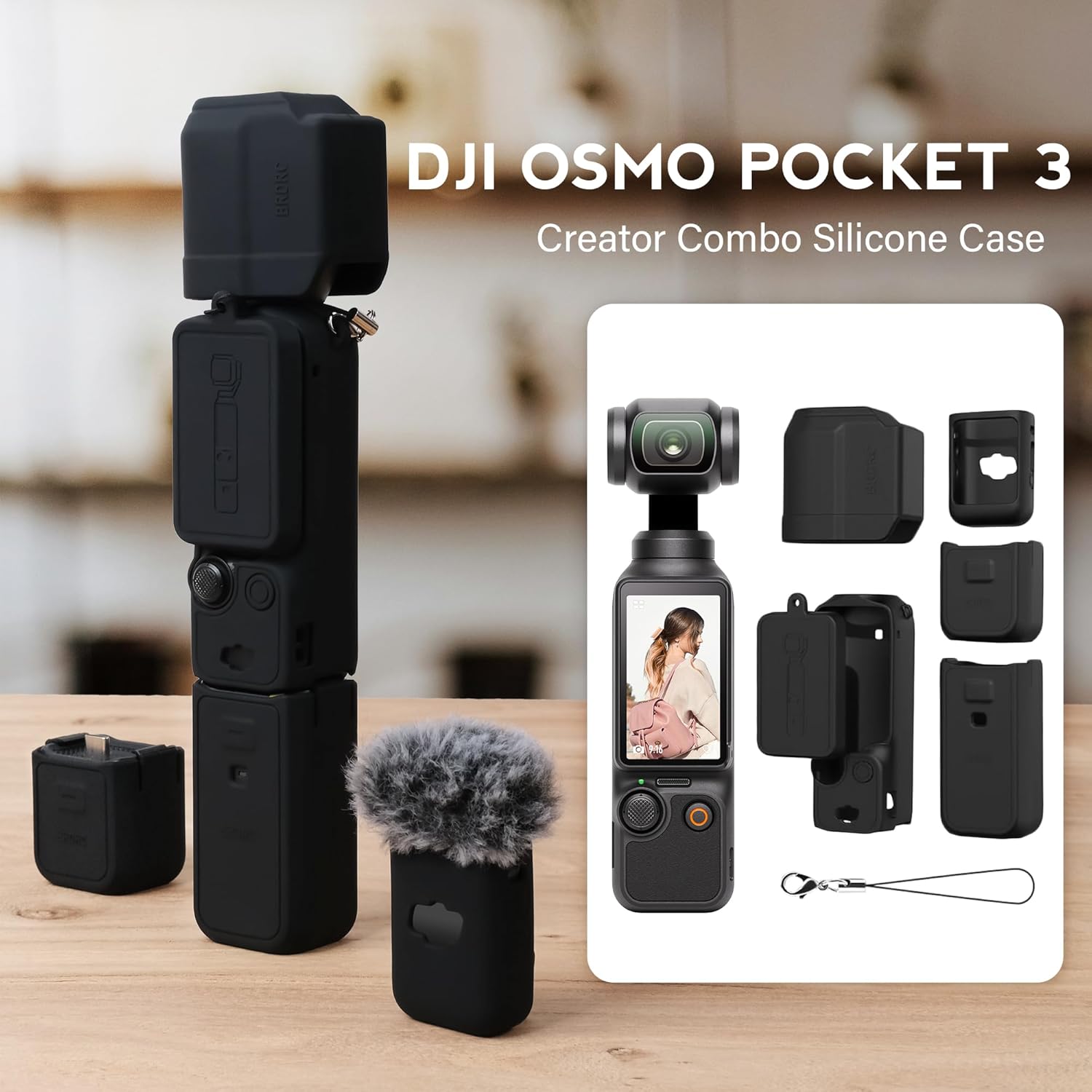Pocthtket 3 Case, Soft Silicone Protective Case Compatible with DJI Osmo Pockthtet 3 Creator Combo, Lightweight creen Protector Grip Cover Accessories for Xtra Muse - Pink