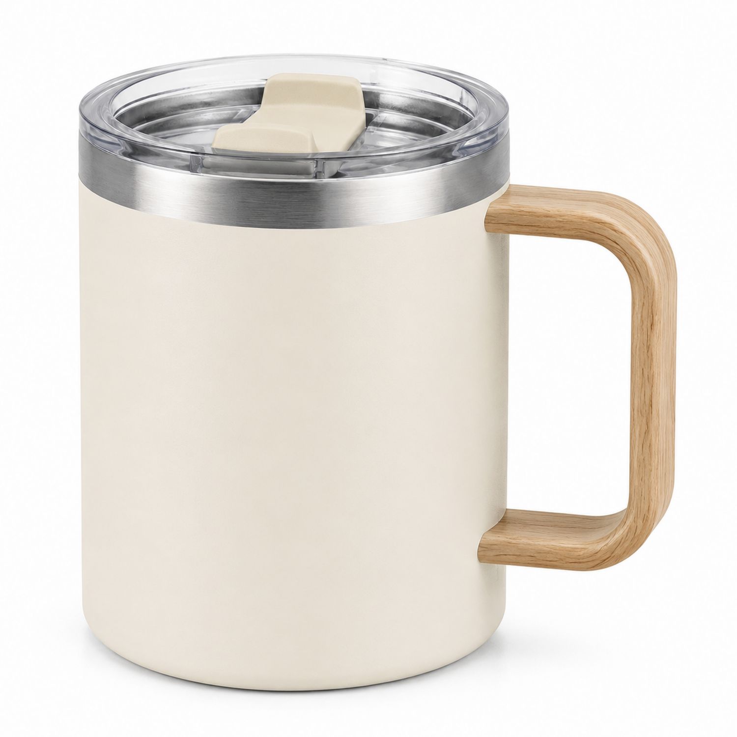 Mug isotherme avec couvercle et anse en bois beige-Domellocasa