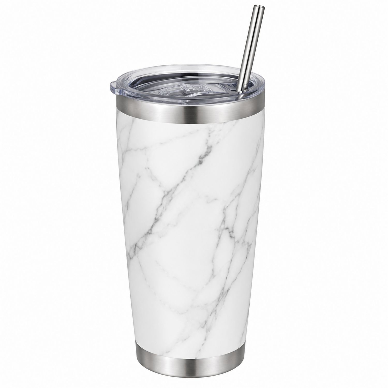 Gobelet Isotherme Marbré 500ml avec Paille-Domellocasa