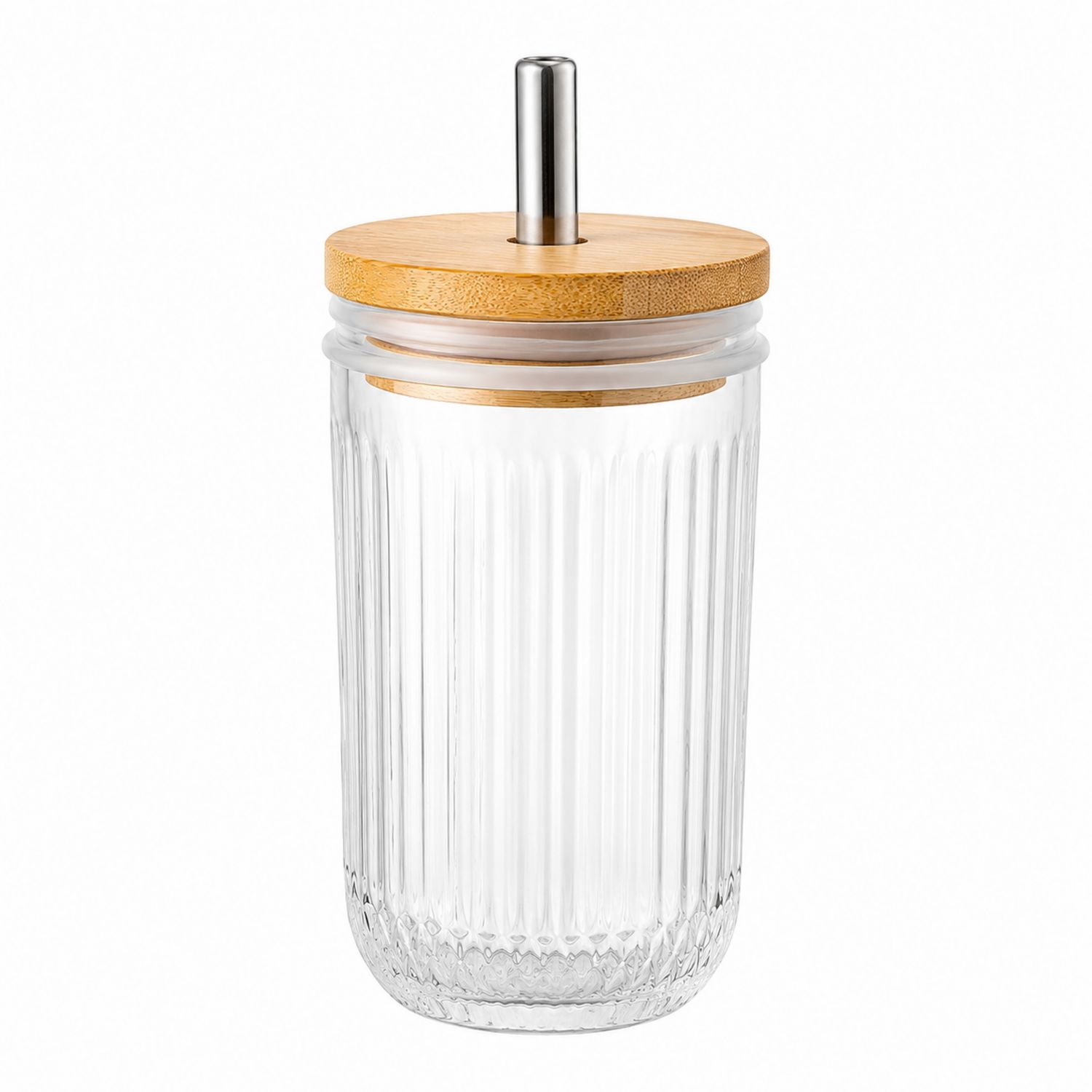Distributeur de Savon Cannelé avec Couvercle en Bambou - 500ml-Domellocasa