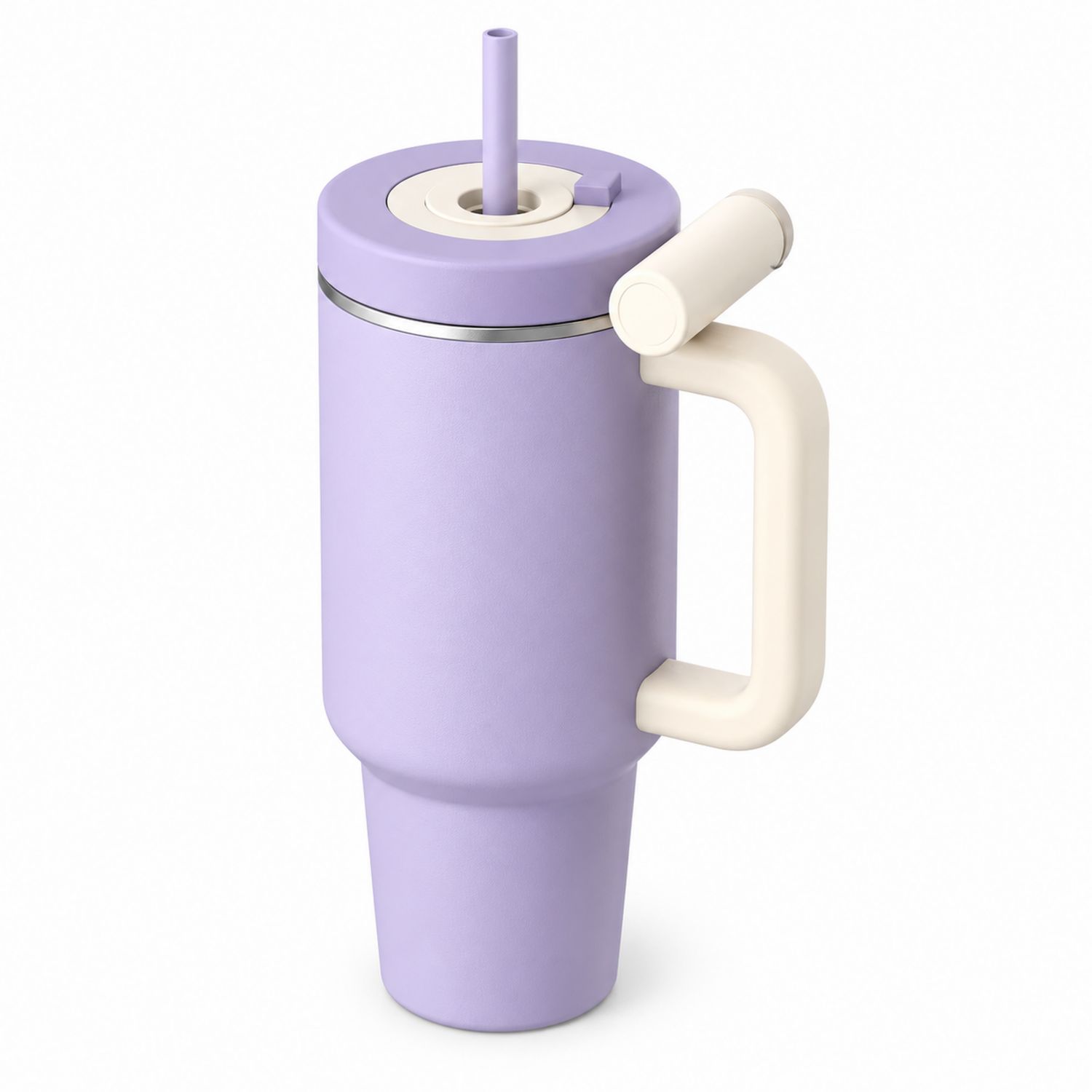 Tasse isolée avec paille et poignée - Violet-Domellocasa