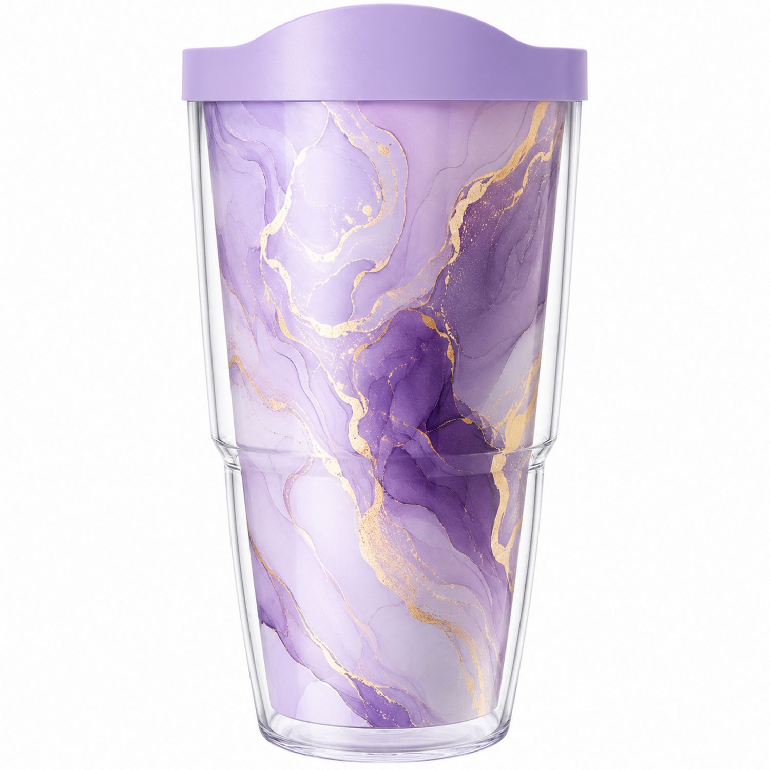 Gobelet Isotherme Violet et Or avec Motif Marbré-Domellocasa