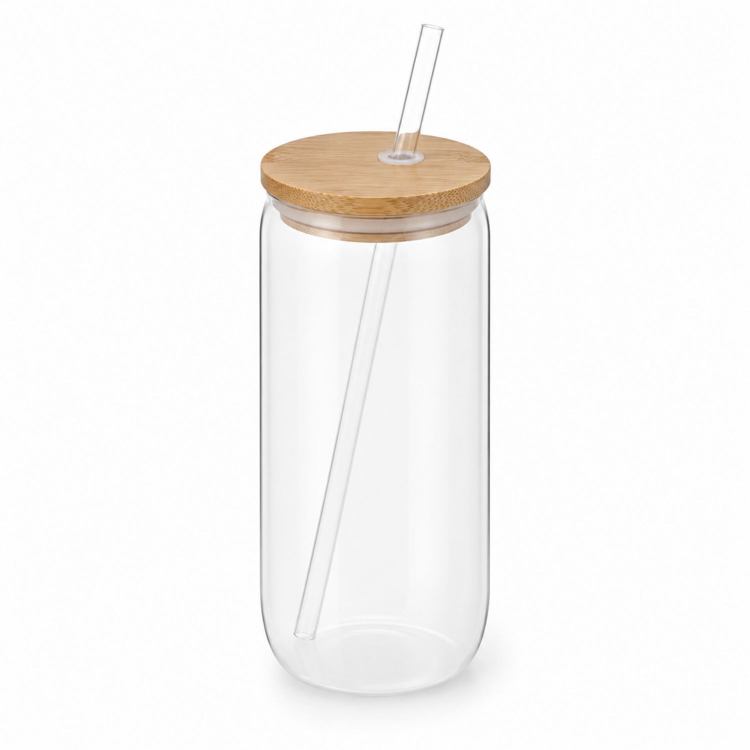 Bouteille en Verre Transparente avec Couvercle en Bambou et Paille-Domellocasa