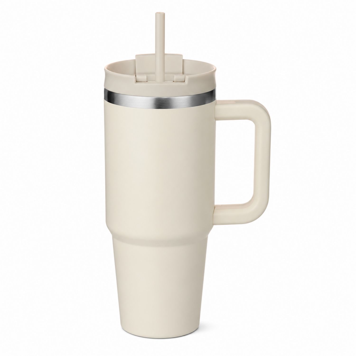 Gobelet isolant avec paille beige 450ml-Domellocasa