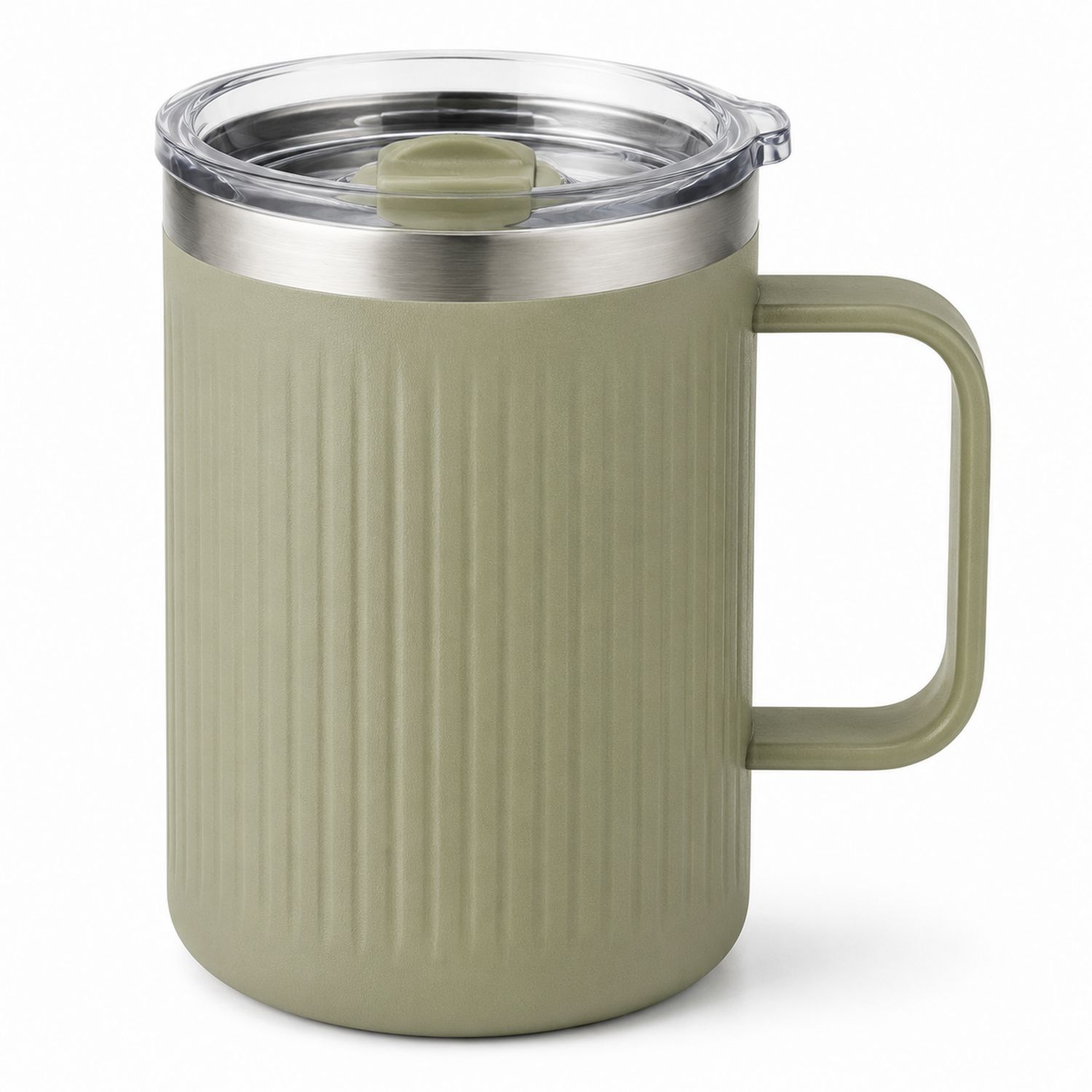 Tasse isotherme avec couvercle hermétique vert olive 350ml-Domellocasa