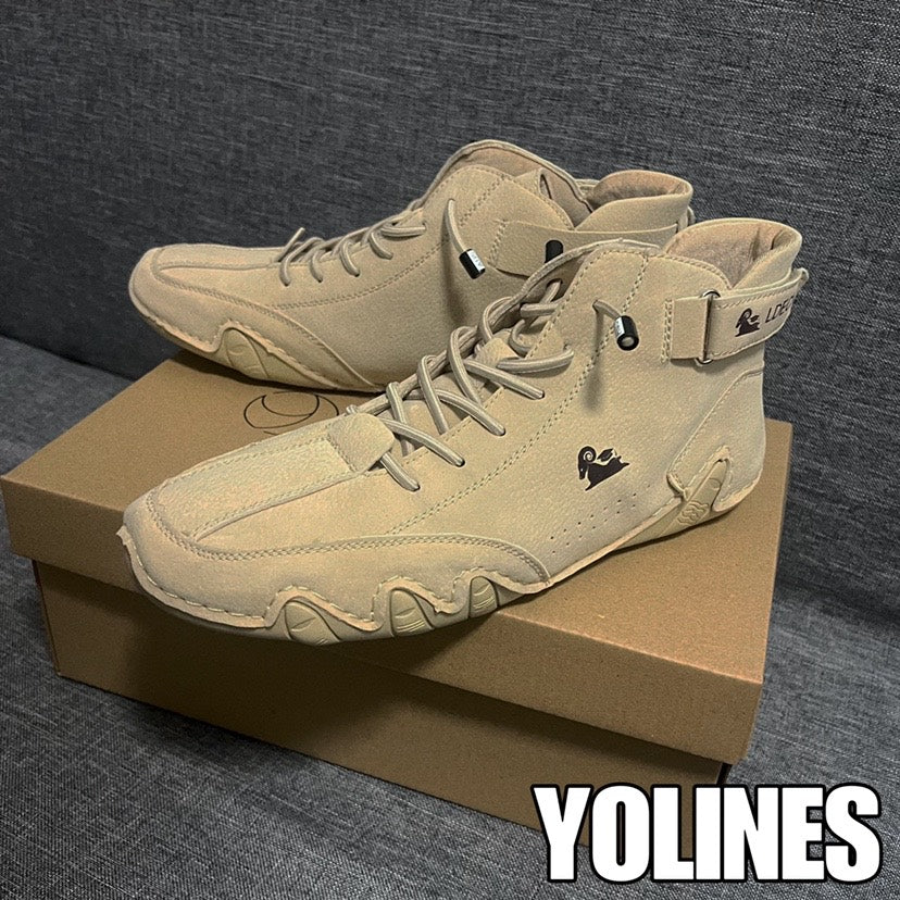 Men Italian   Suede Velcro High Boots
