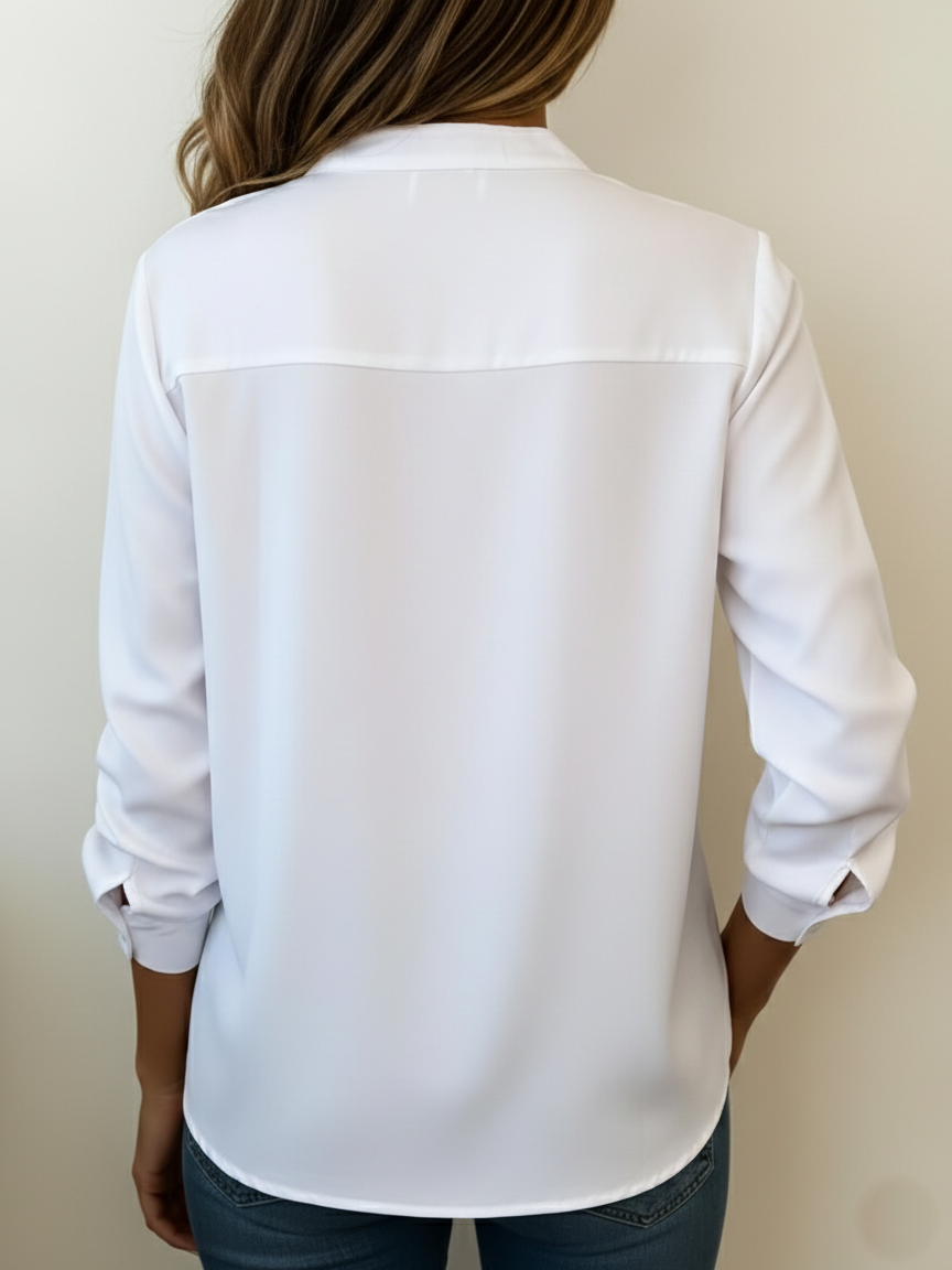 Women's Minimalist V-neck Cotton Shirt Top