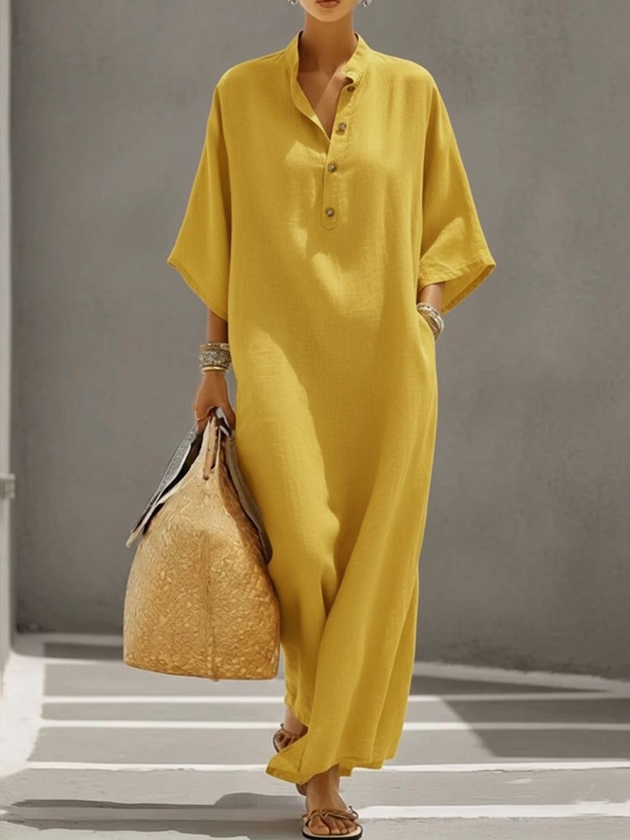 Women’s Batwing Sleeve Linen Cotton Two-Piece Set – Casual Shirt & Wide Leg Pants Outfit 