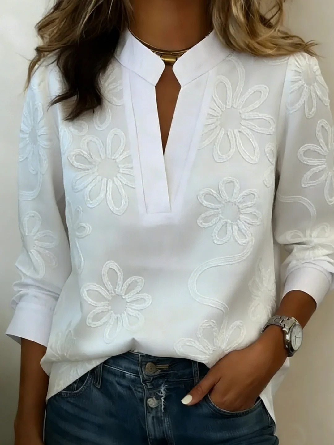 Minimalist V-Neck Cotton Shirt Top for Women | Soft Breathable Everyday Shirt
