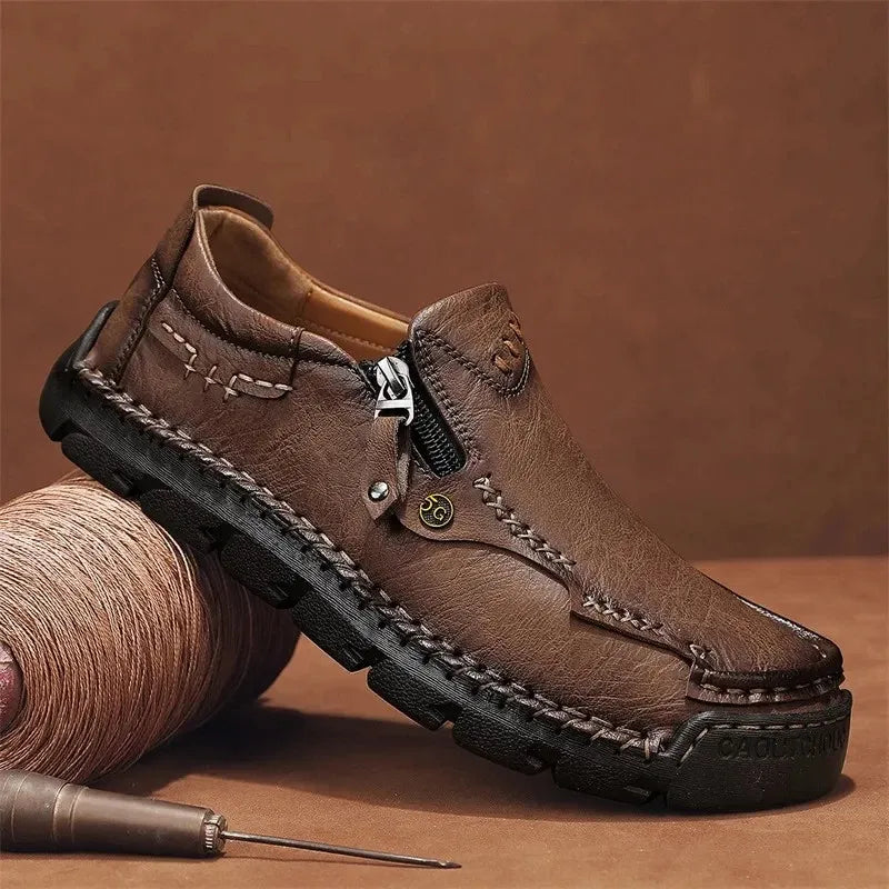⏰ Limited-Time 70% OFF –Men’s  High Quality Leather Loafers with Easy Zip – Wide Toe, Arch Support, Waterproof, Pressure Relief, Non-Slip Comfort for Everyday & Travel