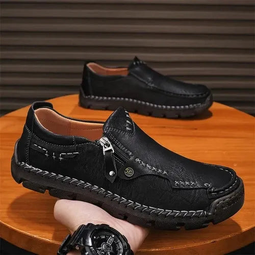 ⏰ Limited-Time 70% OFF –Men’s  High Quality Leather Loafers with Easy Zip – Wide Toe, Arch Support, Waterproof, Pressure Relief, Non-Slip Comfort for Everyday & Travel