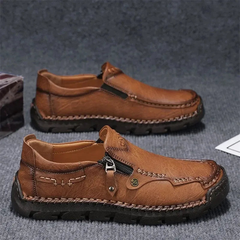 ⏰ Limited-Time 70% OFF –Men’s  High Quality Leather Loafers with Easy Zip – Wide Toe, Arch Support, Waterproof, Pressure Relief, Non-Slip Comfort for Everyday & Travel