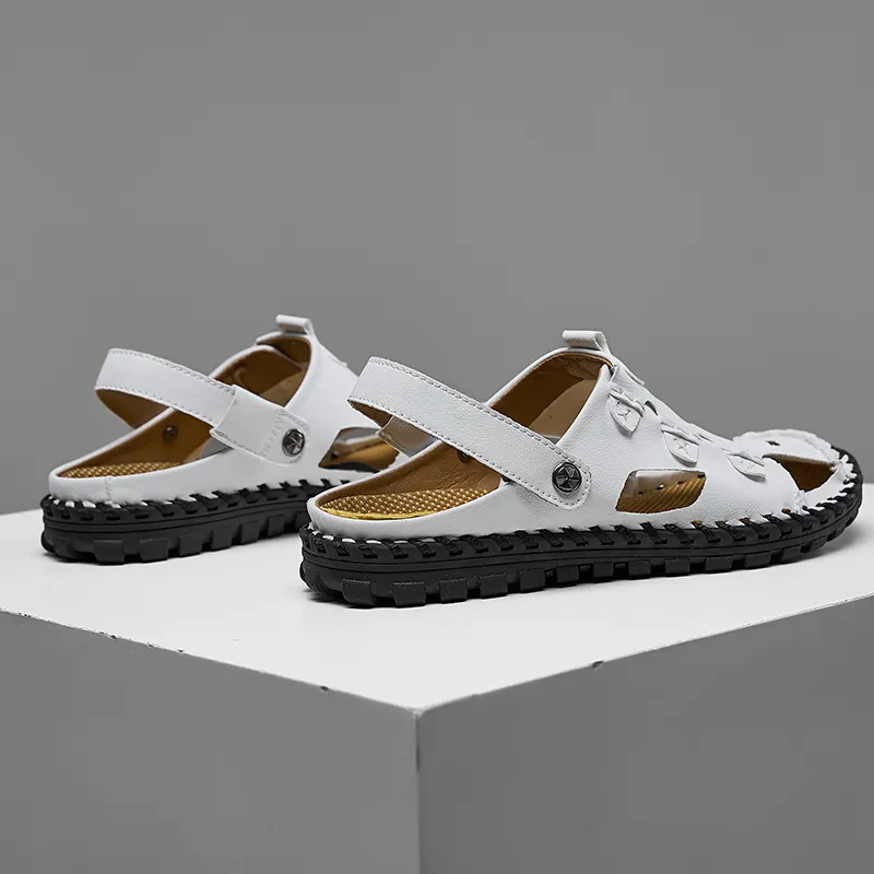 Men Leather Sandal Hiking Casual Shoes Non-slip Wearproof Beach Slipper