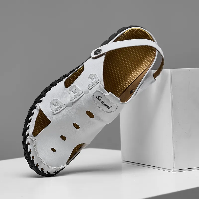 Men Leather Sandal Hiking Casual Shoes Non-slip Wearproof Beach Slipper