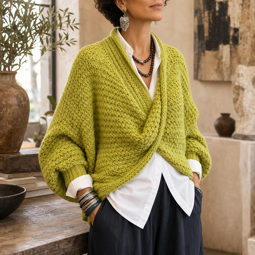 Recent New Products – Chunky Knit Crossover V-Neck Sweater