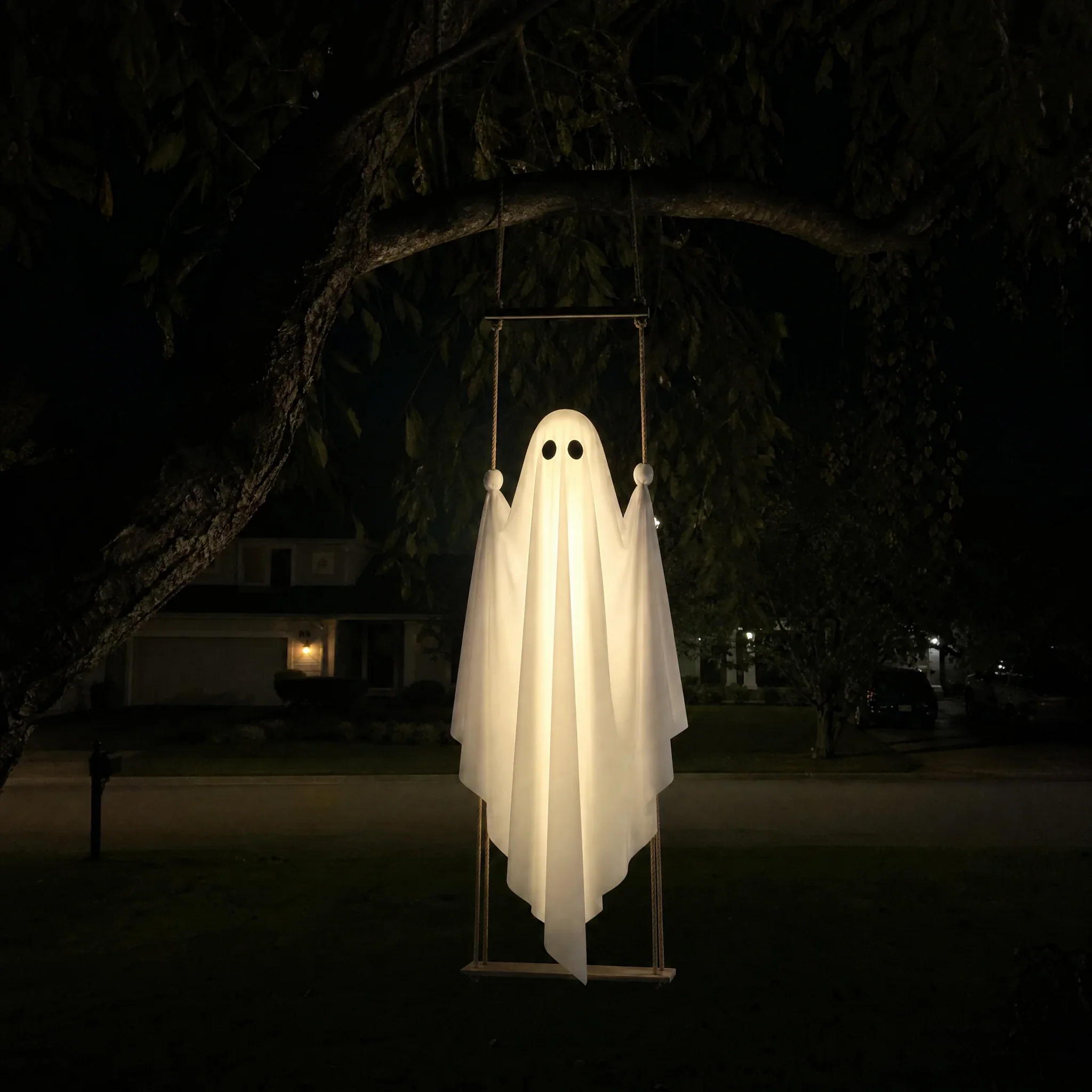 LED Light-Up Swinging Ghost Halloween Decoration