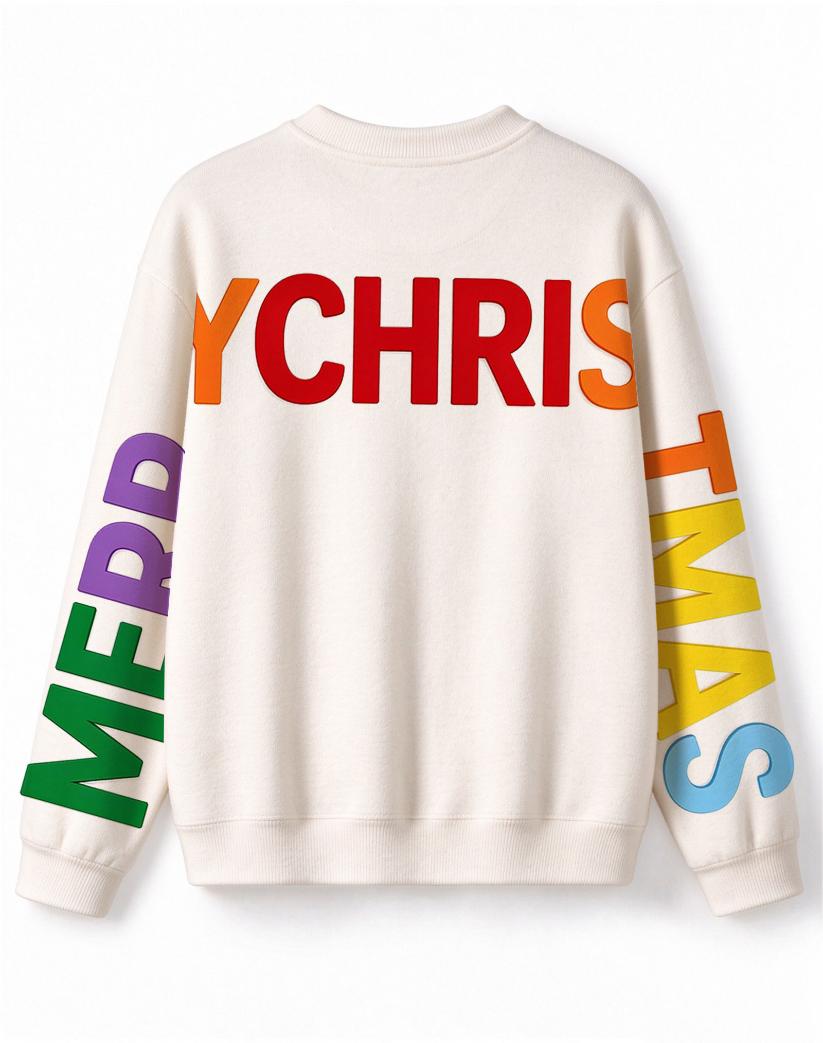 Festive Christmas Pullover, Cute Ho Ho Ho Santa Suit Letter Print Crew Neck Long Sleeve Sweater