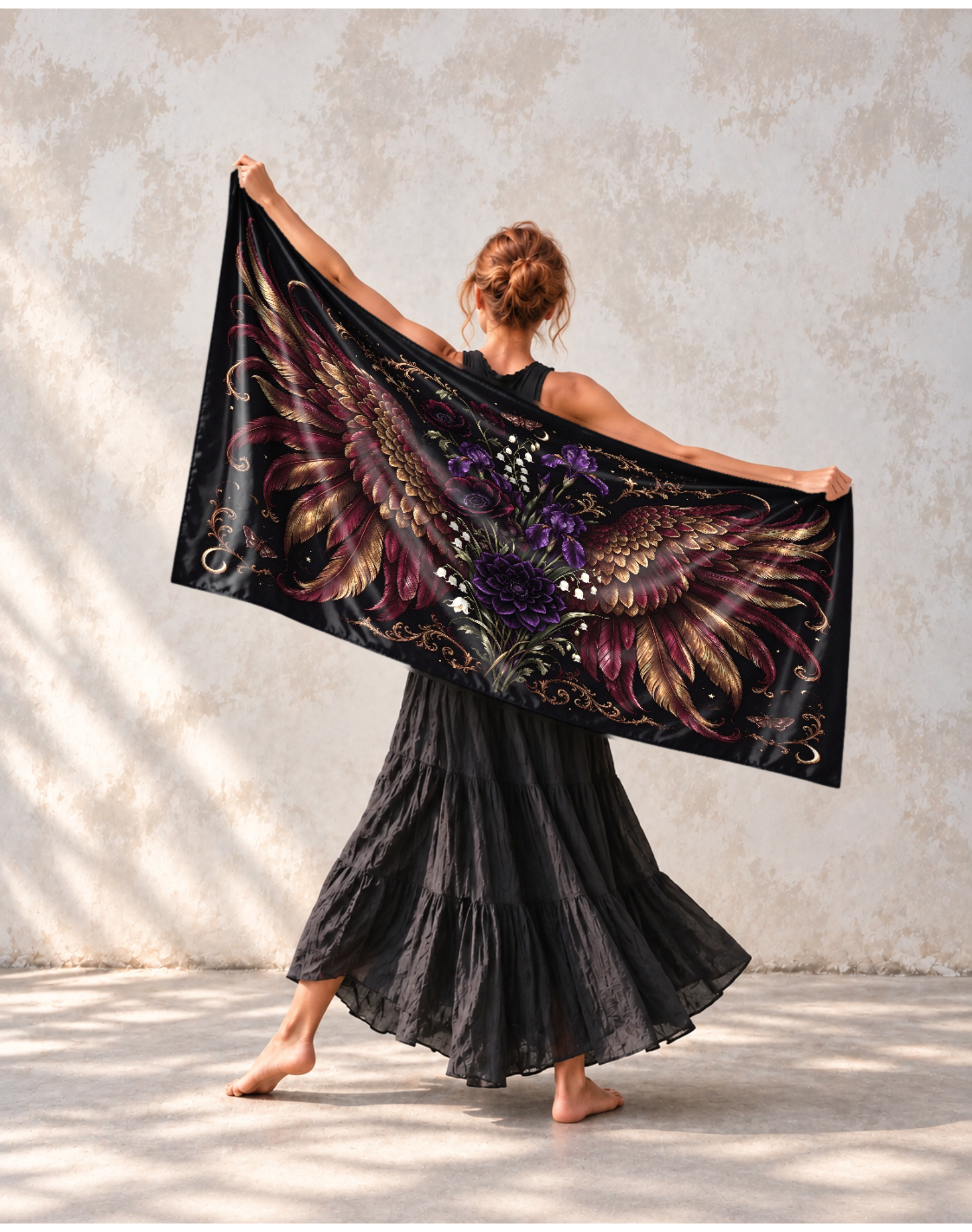 Dark Botanical Goth Wing Lily of the Valley Soft Wrap