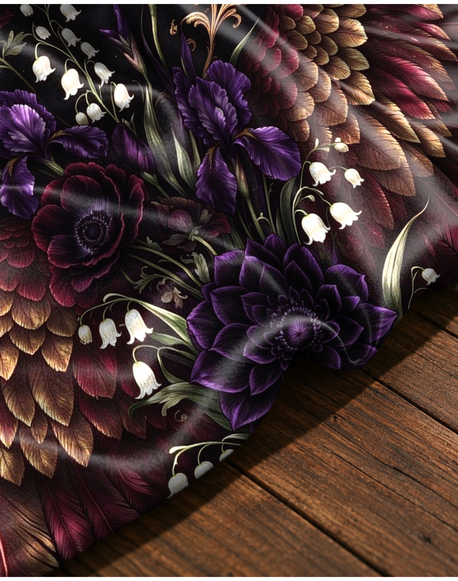 Dark Botanical Goth Wing Lily of the Valley Soft Wrap