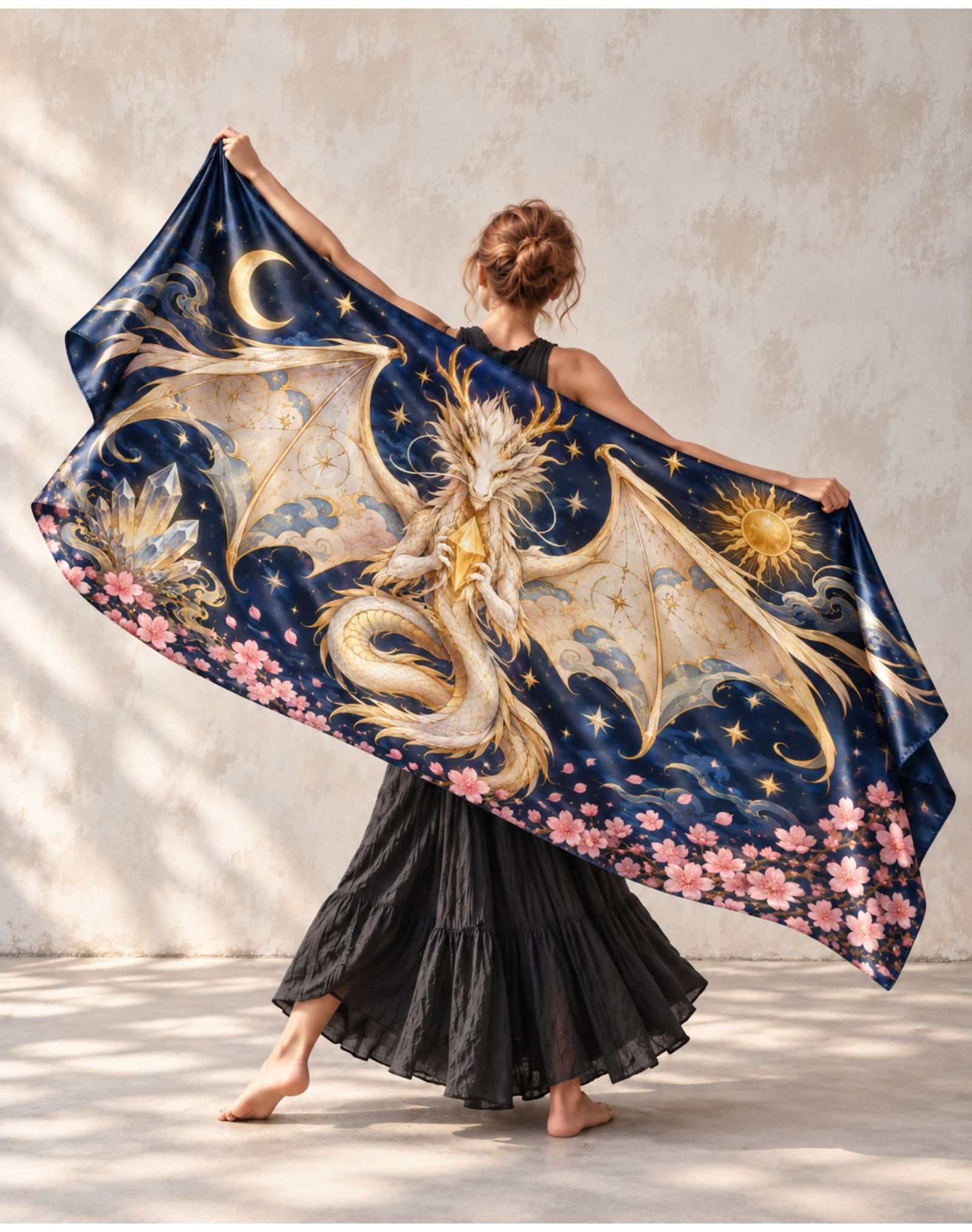 Celestial Sun Moon Dragon Floral Aesthetic Wrap
