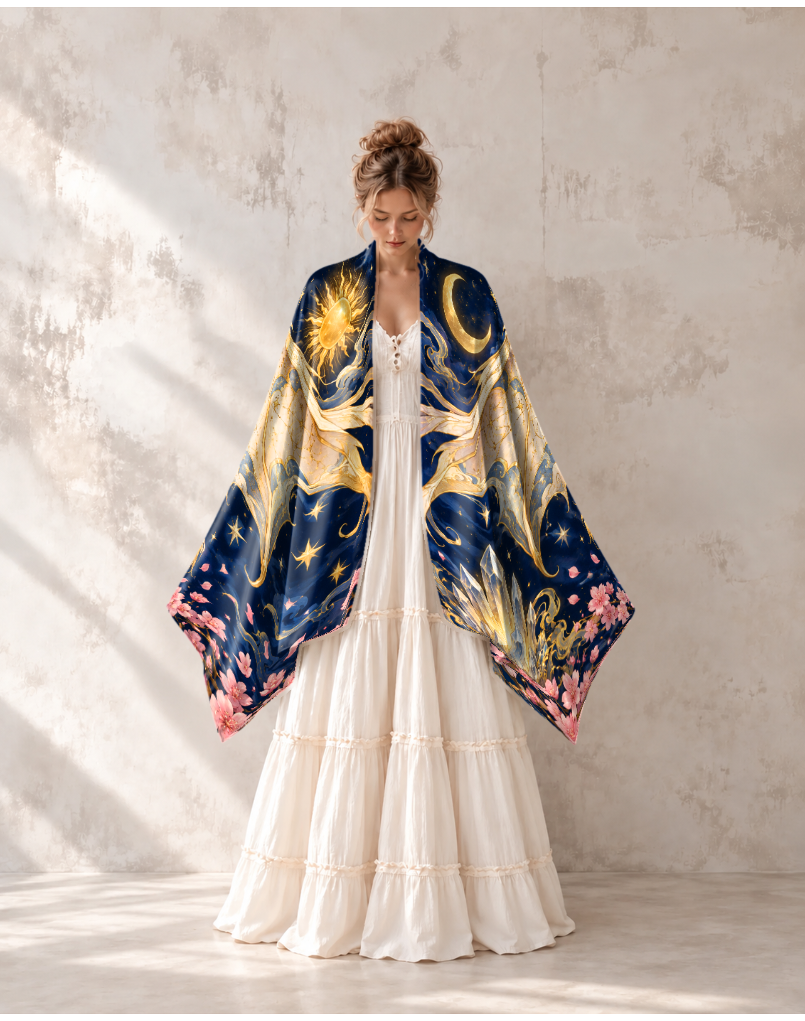 Celestial Sun Moon Dragon Floral Aesthetic Wrap