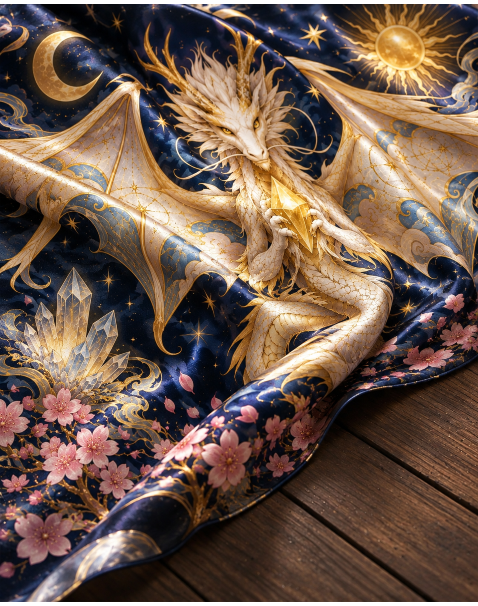 Celestial Sun Moon Dragon Floral Aesthetic Wrap