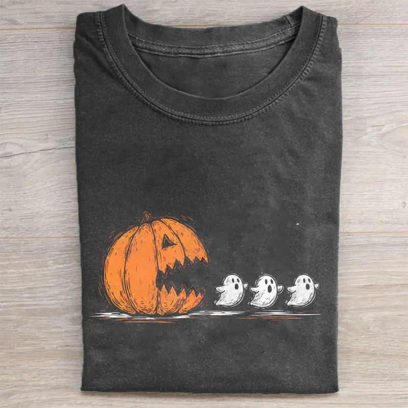 Halloween Pumpkin Chasing Ghost T-Shirt