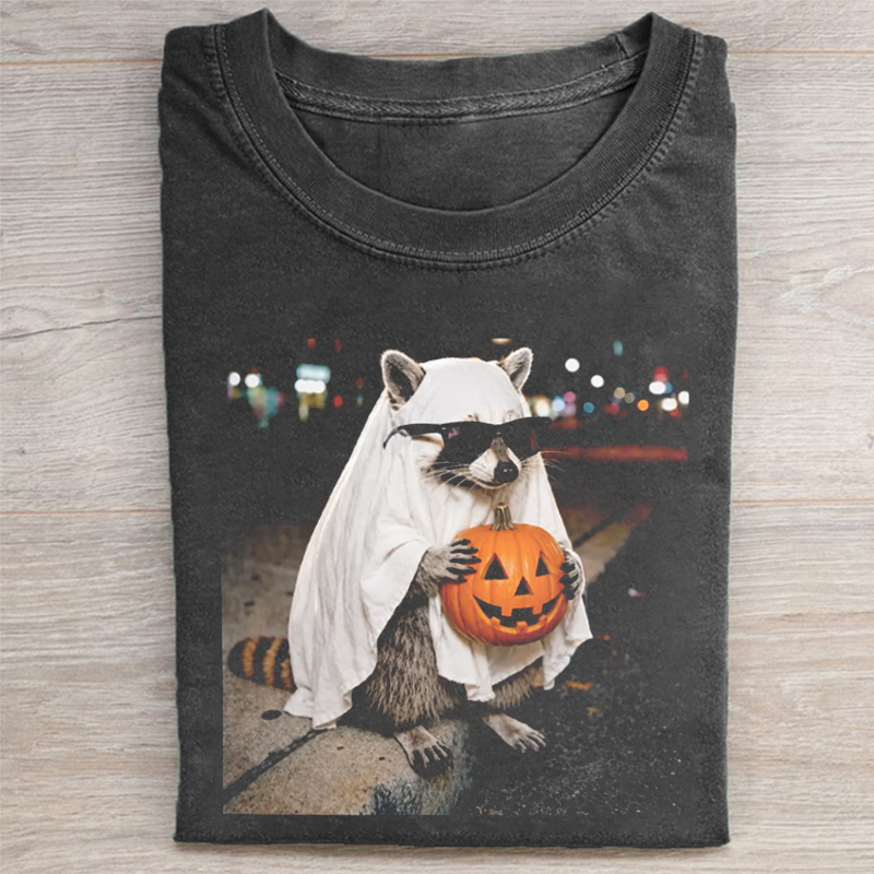 Ghost Raccoon Halloween T-Shirt