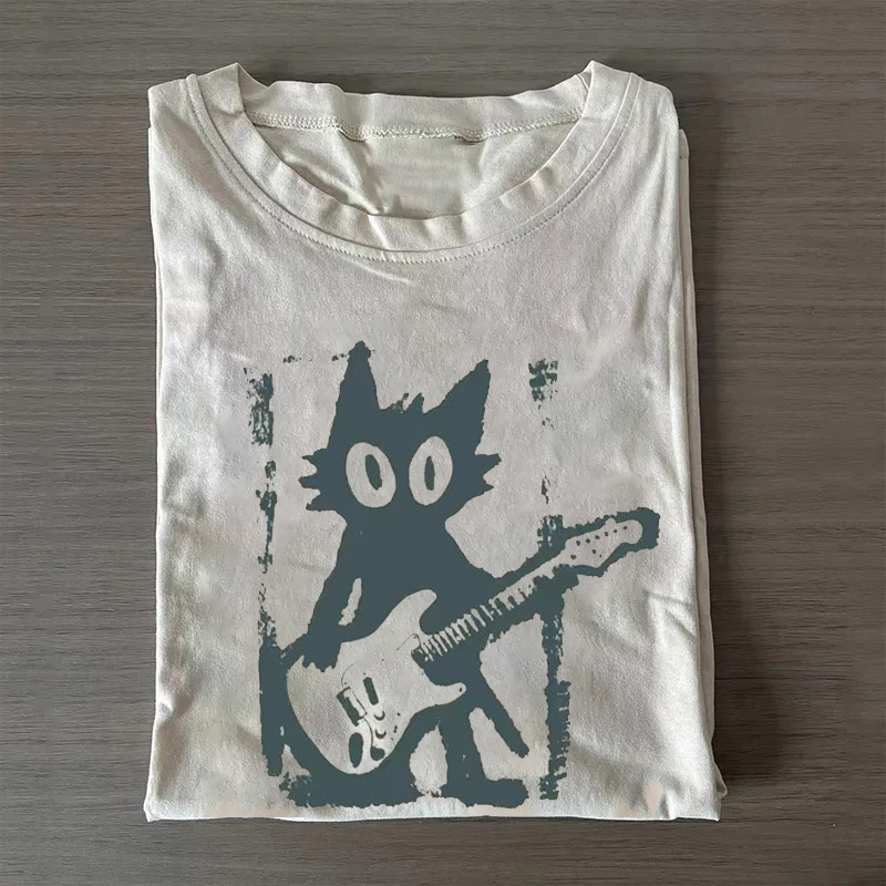 Rock Star Cat T-Shirt White