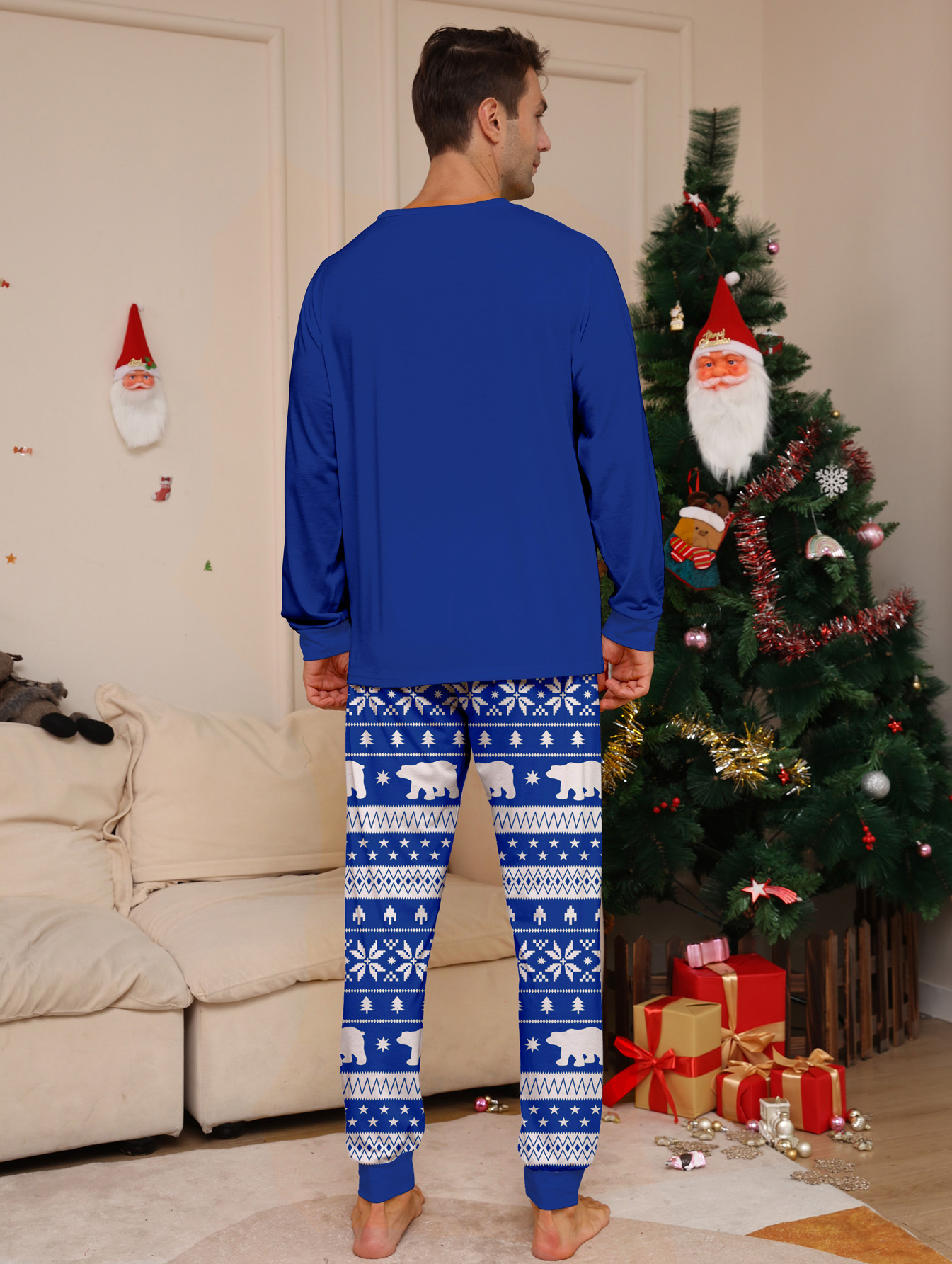 Red & Blue Christmas Tree Print Family Matching Pajamas