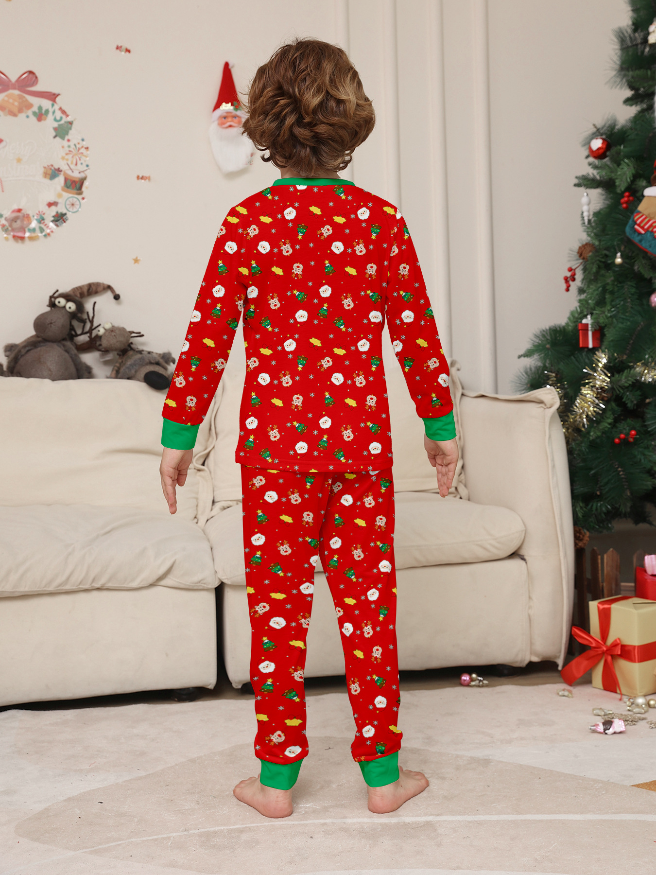 Red Santa Reindeer Christmas Full Print Family Matching Pajamas
