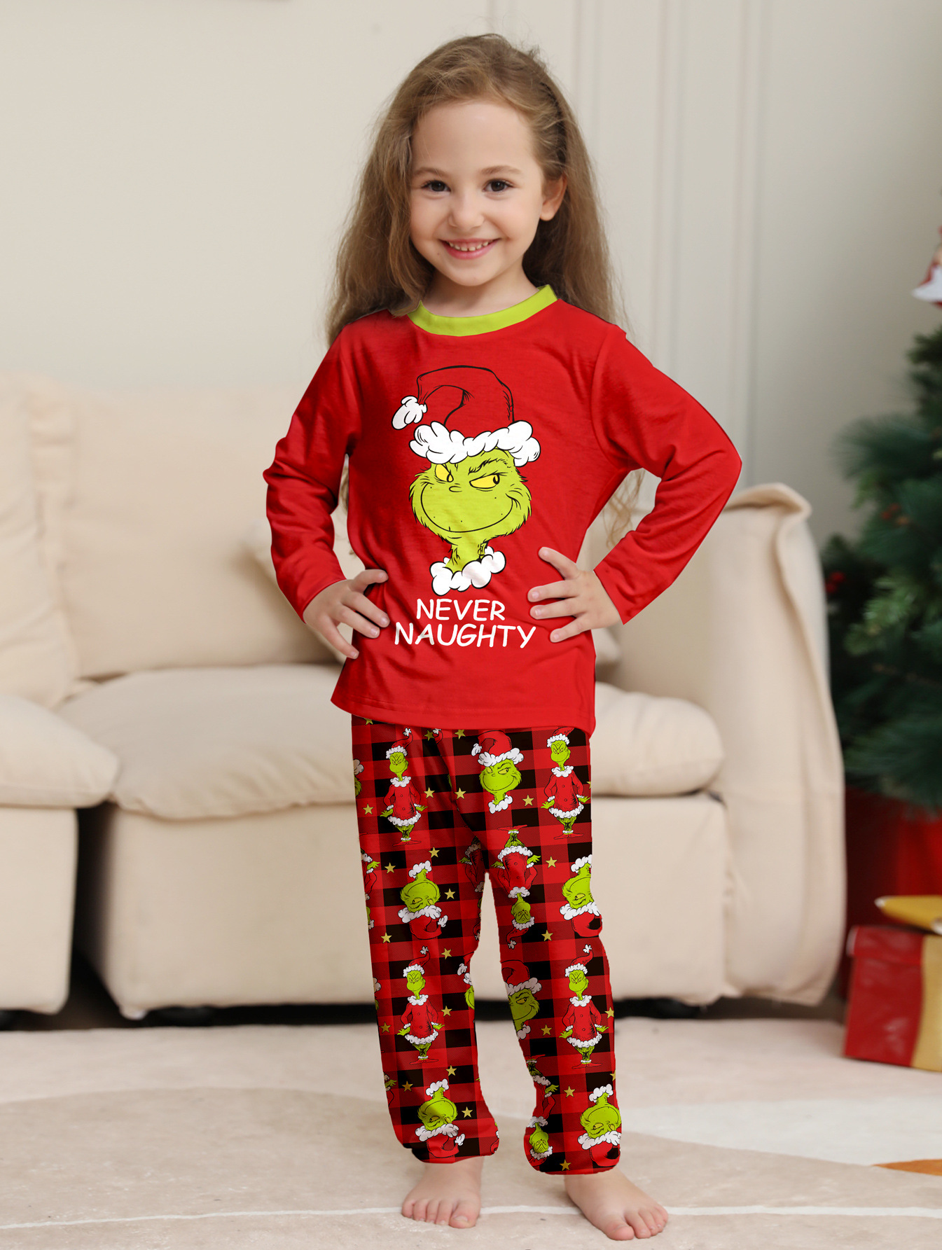 Red Grinch Cartoon Family Matching Pajamas