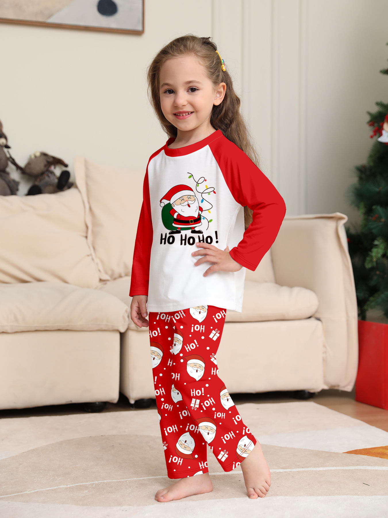 Long‑Sleeve Santa HoHoHo Family Matching Pajamas
