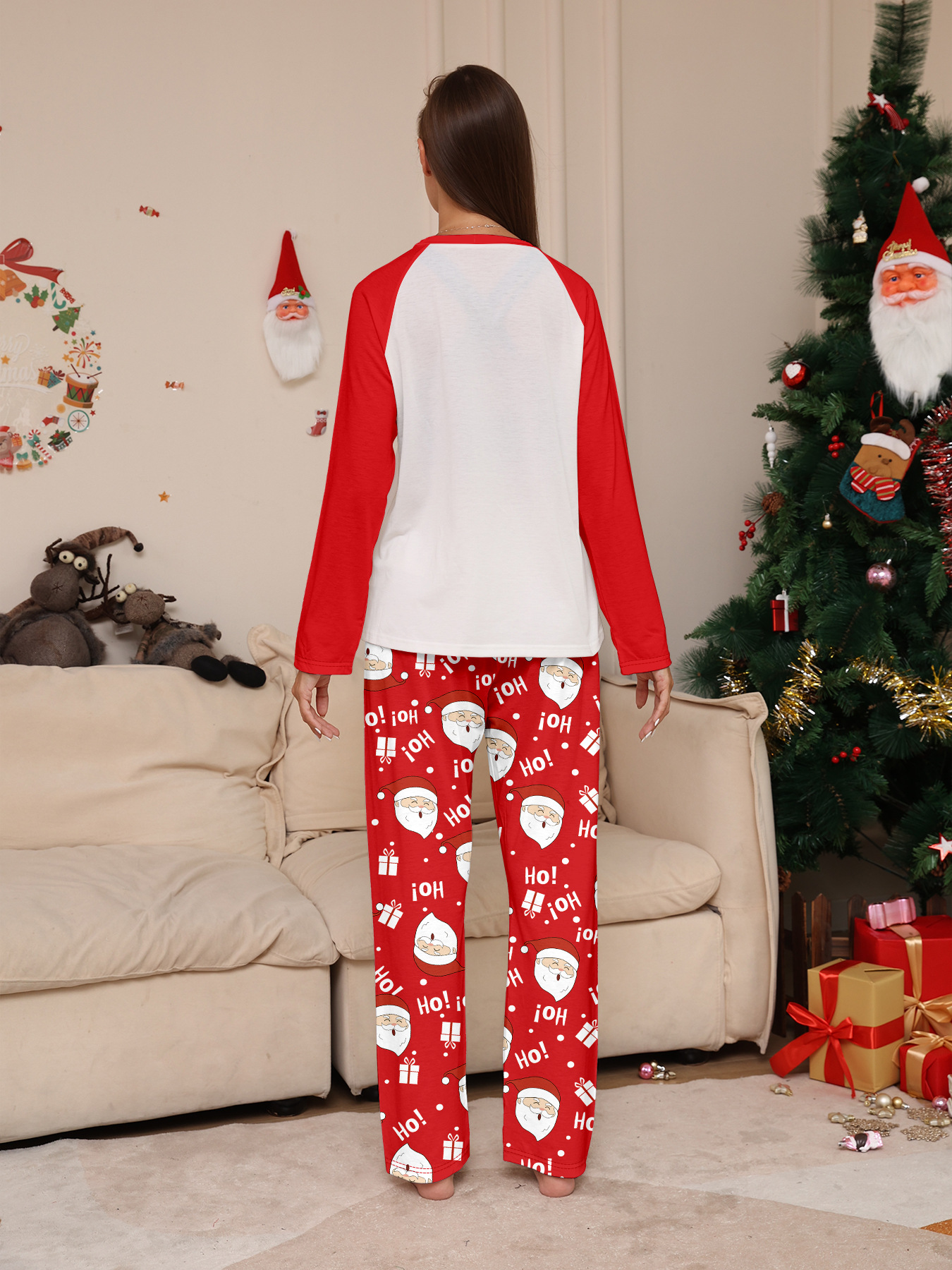 Long‑Sleeve Santa HoHoHo Family Matching Pajamas