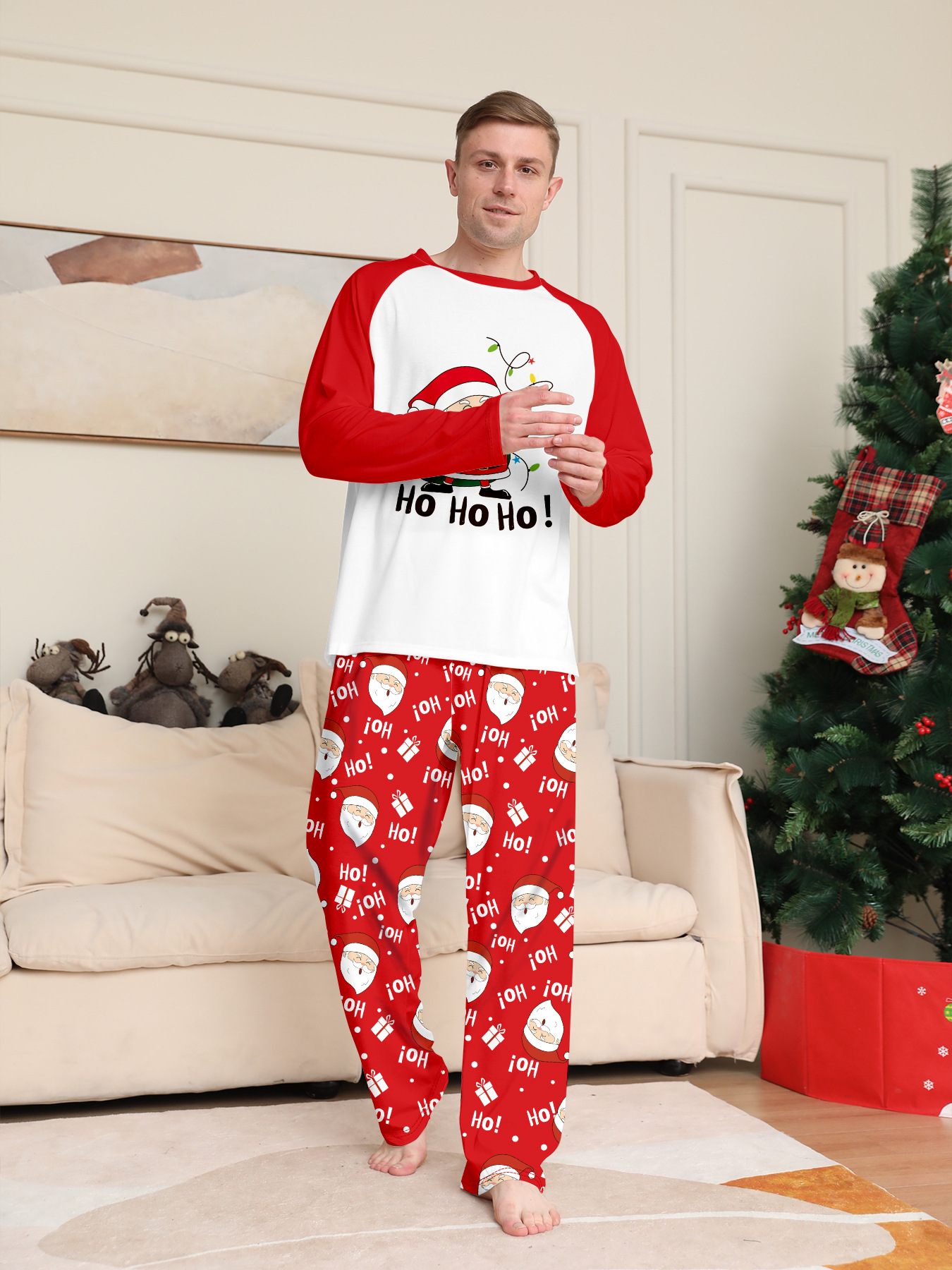 Long‑Sleeve Santa HoHoHo Family Matching Pajamas